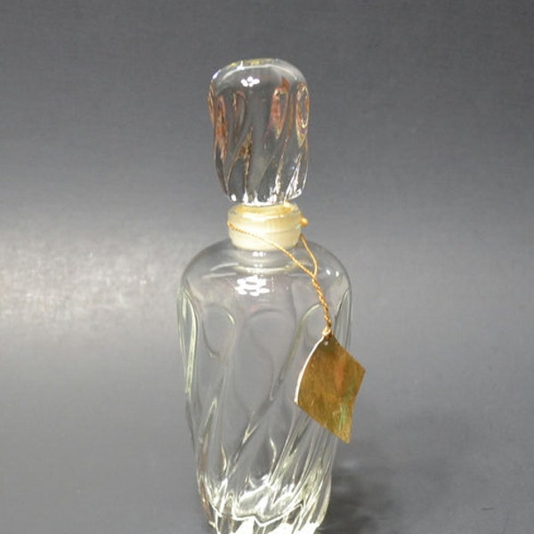 Vintage Clear Glass PERFUME BOTTLE with Stopper Vanity Bathroom Decor Swirl Pattern Unmarked PanchosPorch