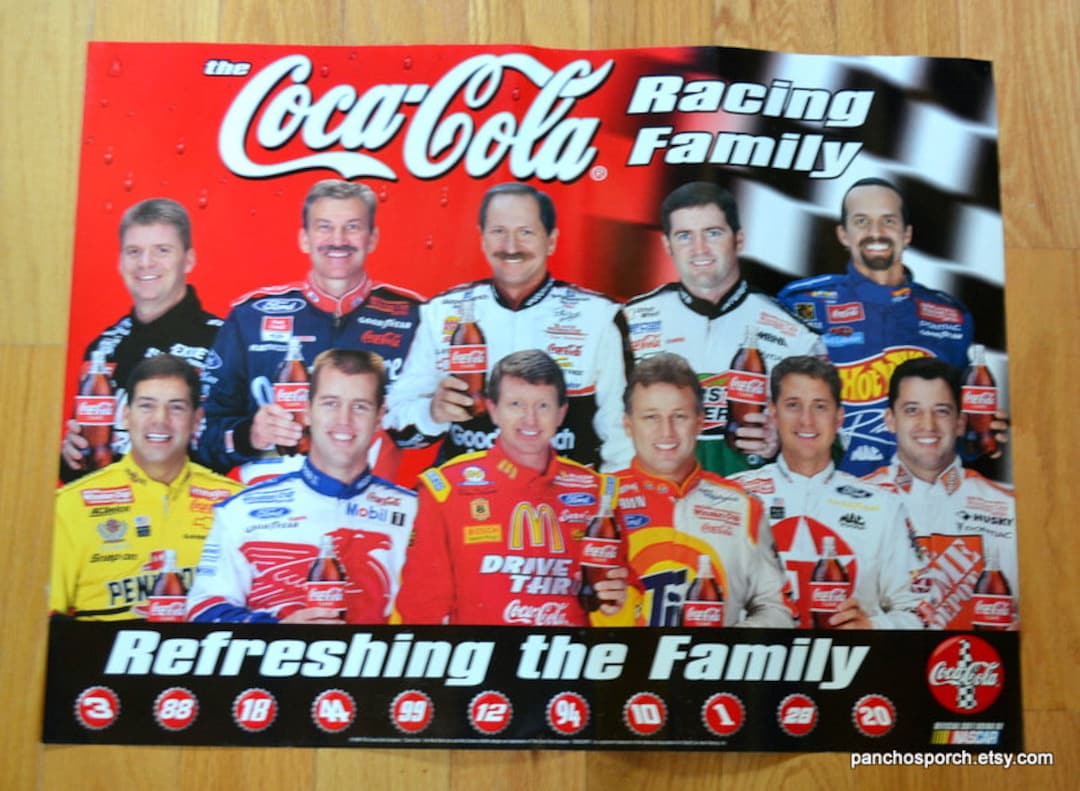 Vintage Coca Cola NASCAR Racing Family Poster 24 X 18 Wall Etsy