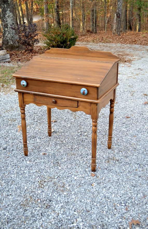 Vintage School Desk Wooden Artist Drafting Compartments Image 0