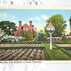 Vintage VIRGINIA carte postale Washington lieu de naissance vue sur le jardin Pope Creek Americana carte postale souvenir souvenirs papier éphémères PanchosPorch