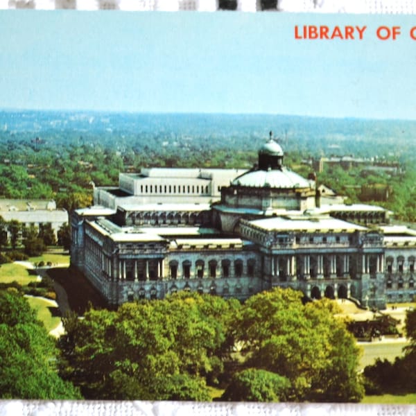 Vintage WASHINGTON DC Postcard Library of Congress Post Card Americana Memorabilia Advertising Paper Ephemera PanchosPorch