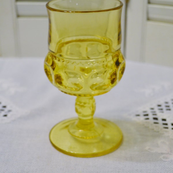 RESERVED Vintage Amber Gold Wine Glass Goblet Kings Crown Thumbprint Retro Glassware PanchosPorch