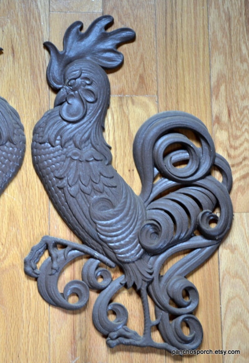 Vintage Large Metal Rooster Wall Plaque Set of 2 Searcy Pair Etsy