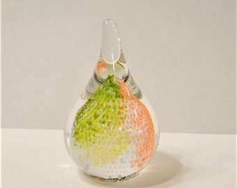 Vintage Glass Paperweight Teardrop Green Yellow Orange Unmarked Glass Collection CLEARANCE SALE PanchosPorch