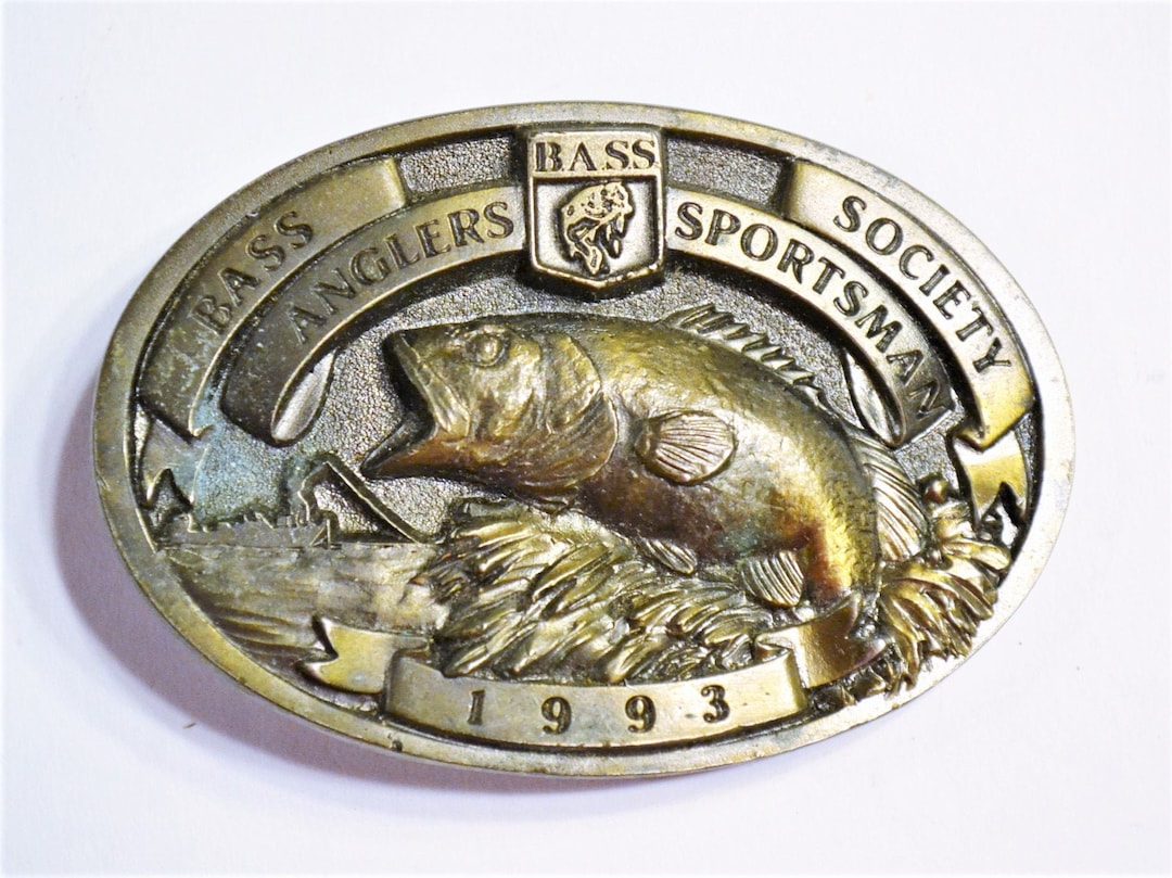 Vintage Bass Society Brass Belt Buckle 1993 Anglers Sportsman Membership  Collectible Belt Buckle Mens Accessory Panchosporch 