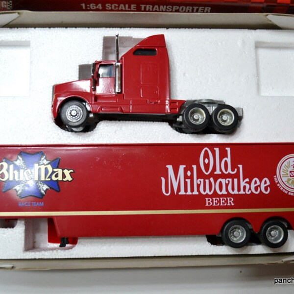 Vintage OLD MILWAUKEE Transporter Hauler Truck 1994  Blue Max Racing Tim Richmond NASCAR Memorabilia Rcca Race Collectibles PanchosPorch