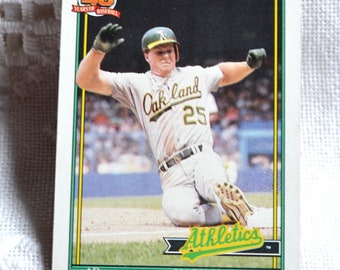 Mark McGwire 1991 Topps Baseball Card: Oakland Athletics Vintage Memorabilia