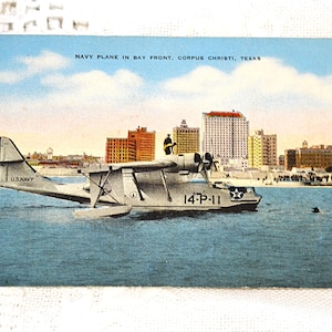 vintage TEXAS carte postale Corpus Christi Navy avion Bay Front vacances carte postale souvenir souvenirs papier éphémères PanchosPorch