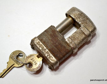 Vintage Master Lock Trailer Hitch Lock 37 with Keys - Weathered