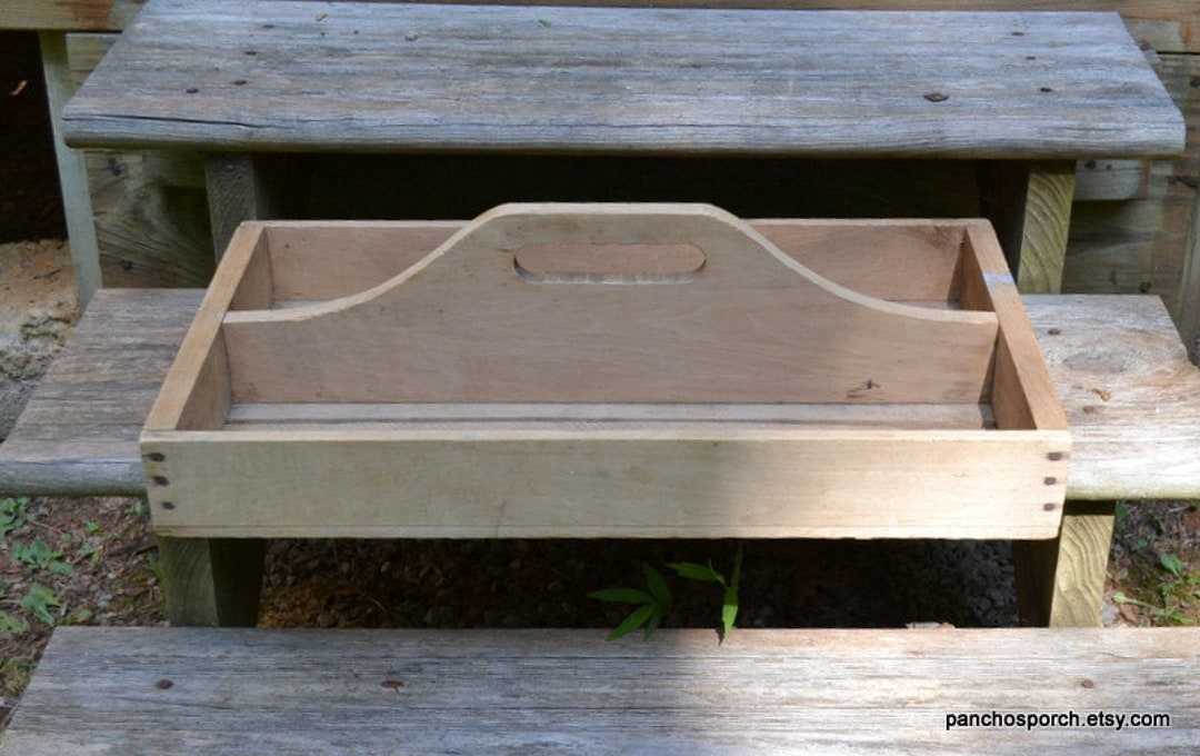 Vintage Wooden Box With Handle Rustic Divided Wooden Box Caddy Harvest