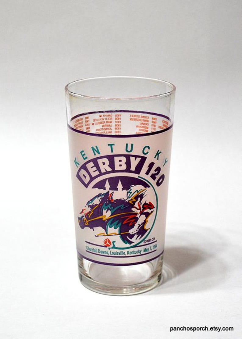 Vintage Kentucky Derby Glass Tumbler 1994 Churchill Downs Horse Racing Mint Julep Cocktail Glass Louisville Souvenir PanchosPorch