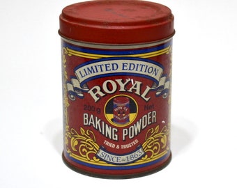 Vintage Royal Baking Powder Tin Red 200g Metal Storage Can South Africa Version Kitchen Decor Royal Beech Nut Advertising PanchosPorch