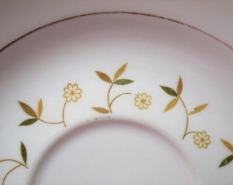 Vintage Floral Saucer Earthy Neutral Colors Daisy Flower Unmarked PanchosPorch