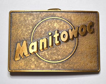 Vintage MANITOWOC Belt Buckle Crane Company Advertising Men's Accessory