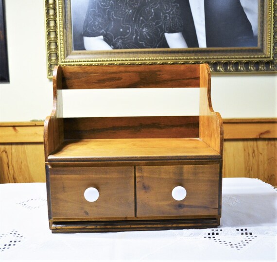 Vintage Wooden Shelf with Drawer Wall Shelf Storage Display Etsy