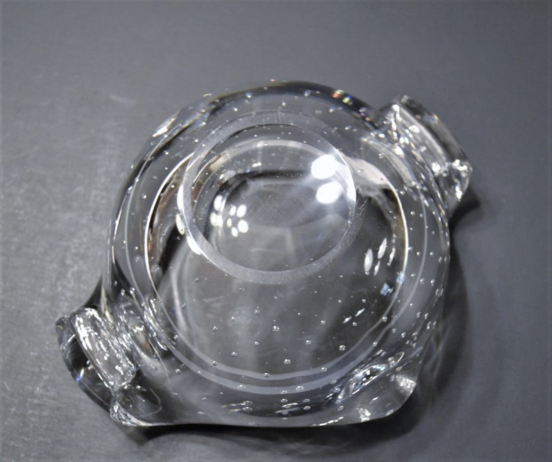 Vintage Clear Glass Ashtray Controlled Bubbles Modern Art - Etsy