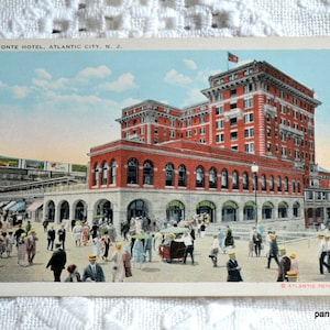 Carte postale vintage ATLANTIC CITY, scène de la promenade du New Jersey, carte postale souvenir de l'hôtel de Chalfonte, souvenirs éphémères, papier PanchosPorch