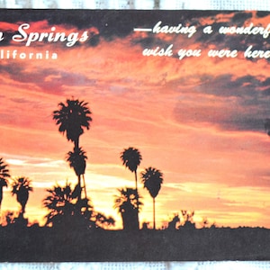 Vintage CALIFORNIE Carte Postale Palm Springs Coucher Du Soleil Panorama Souvenir Inutilisé Carte Postale Souvenirs Publicité Papier Ephemera PanchosPorch