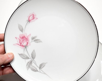 Vintage Noritake Rosemarie Salad Plates, Set of 4, Floral Dinnerware