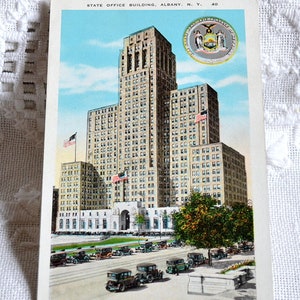 Vintage NEW YORK carte postale immeuble de bureaux d'état Albany monument souvenir carte postale souvenirs papier éphémères PanchosPorch