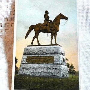 Vintage PENNSYLVANIE carte postale Gettysburg général George Meade Statue Monument monument carte postale souvenirs papier éphémères PanchosPorch