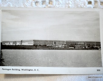 Vintage WASHINGTON DC Postcard Pentagon Building Black White Post Card Memorabilia Tourism Paper Ephemera PanchosPorch