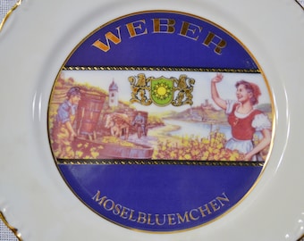 Vintage Weber Wine Plate: Moselbluemchen German Vineyard Decor