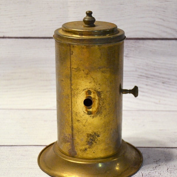 Vintage Brass Kerosene Lamp Part Tank Cylinder Piece Fixed Turn Knob Replacement Part Restoration Project Steampunk PanchosPorch