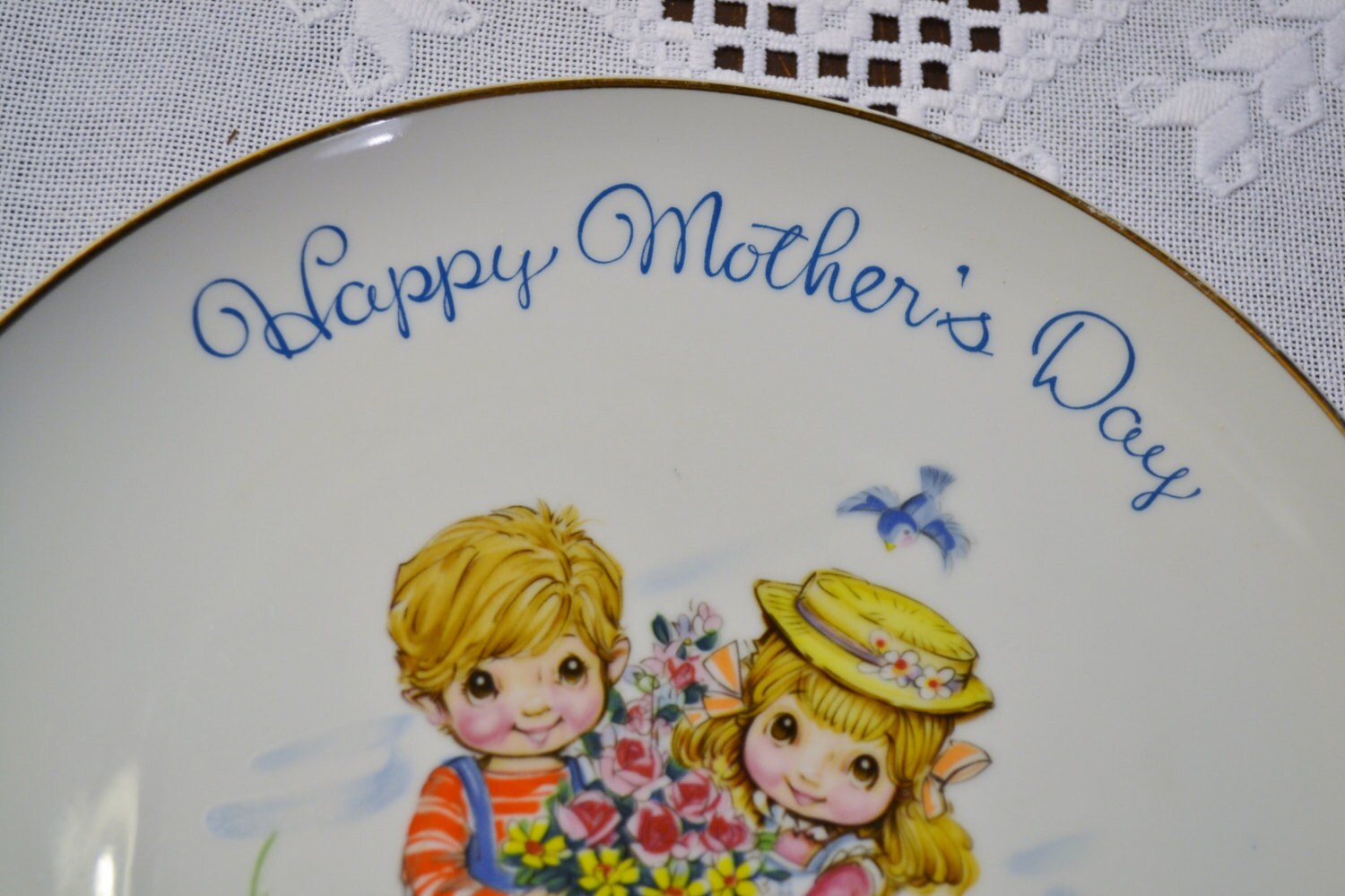 Vintage Mothers Day Plate 1976 Commemorative Edition Boy Girl Etsy