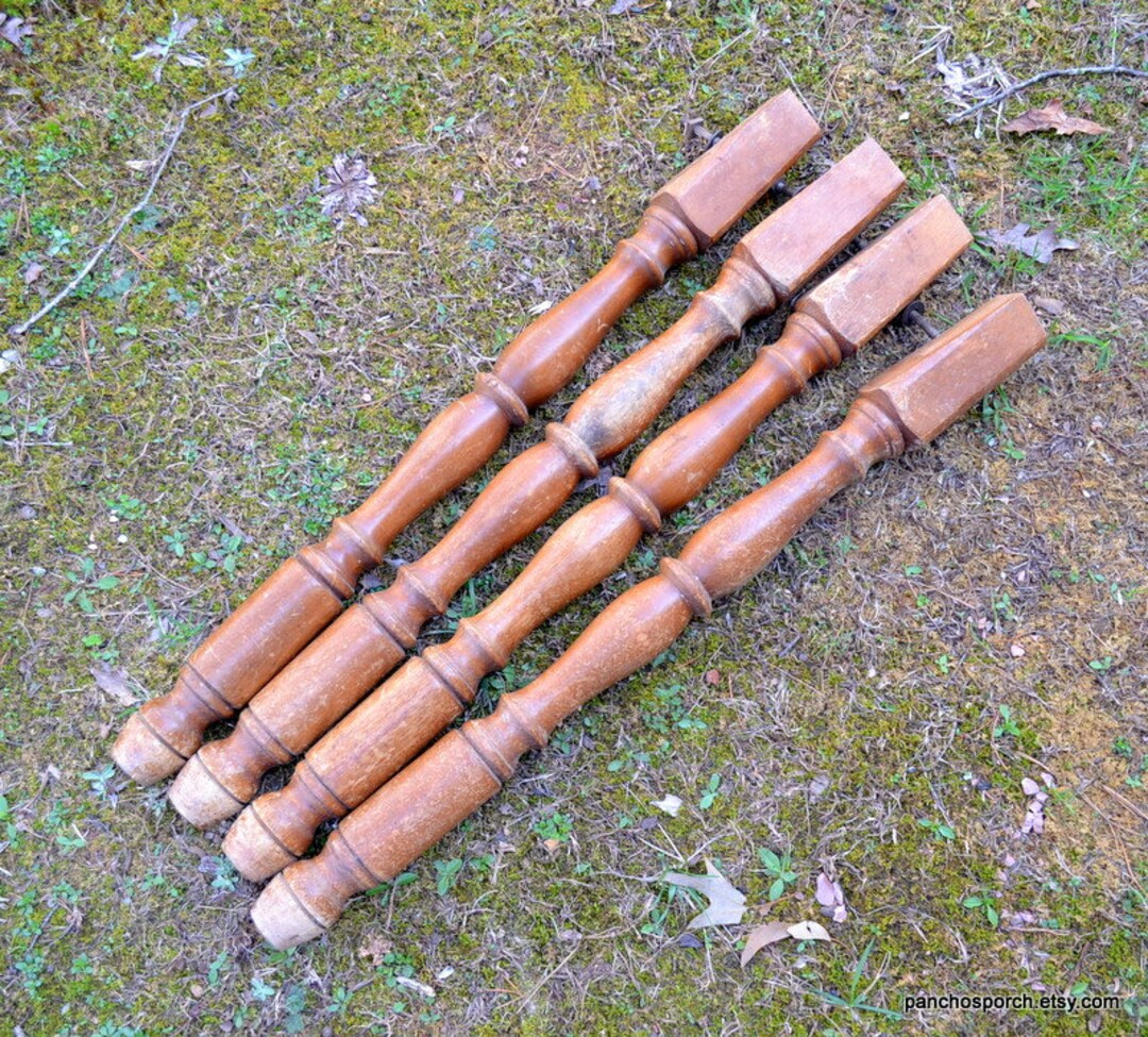 Vintage Wooden Table Legs 28 Inch Worn Distressed Turned Wood Etsy