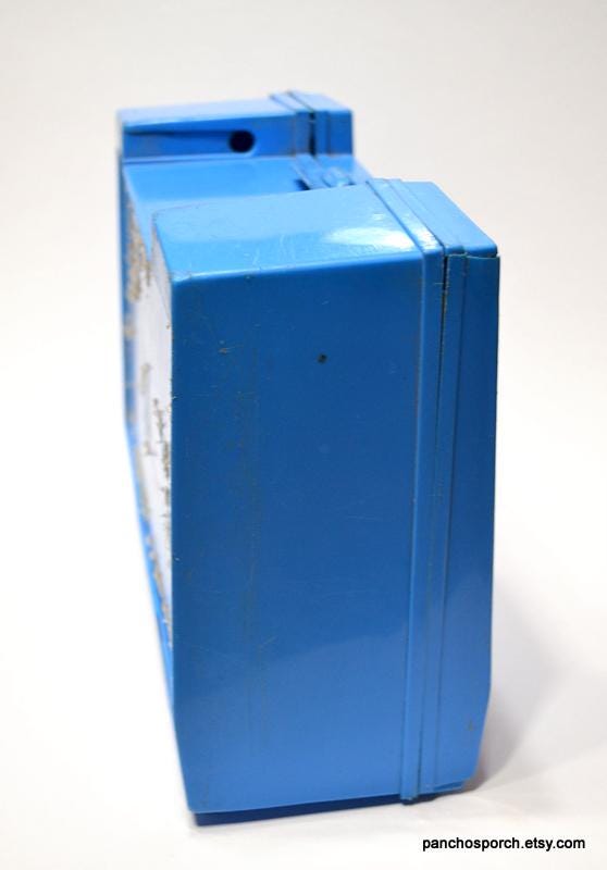 Vintage SNOOPY WOODSTOCK Lunchbox and Thermos Blue Plastic Lunch