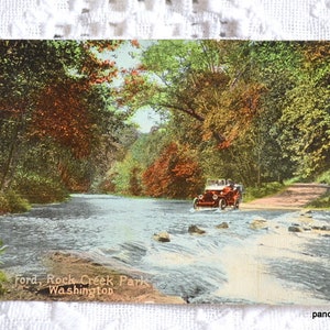 Vintage WASHINGTON DC carte postale Ford Automobile Crossing Rock Creek Park carte postale souvenir souvenirs papier éphémères PanchosPorch