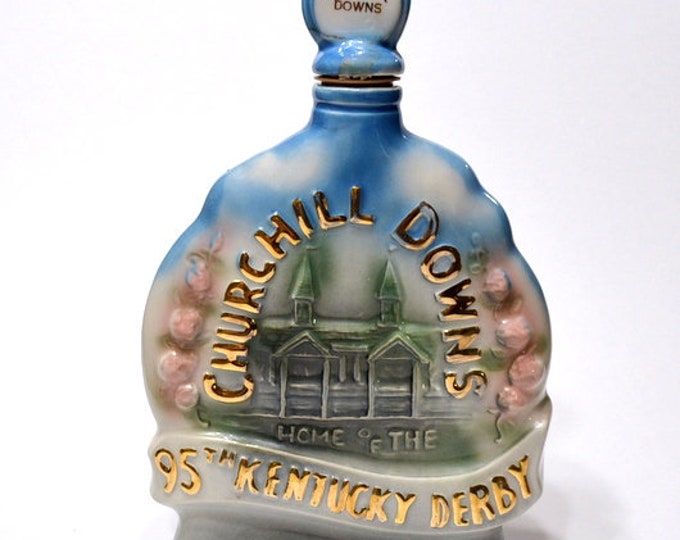 Vintage JIM BEAM Decanter 1969 Churchill Downs Kentucky Derby Horses Empty Collector Whiskey