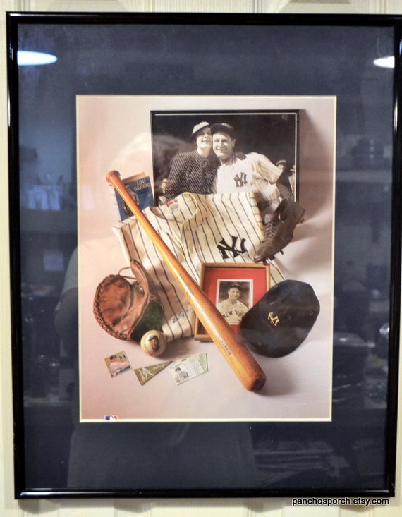 Vintage Lou Gehrig Print Framed MLB Baseball 1993 Print the 