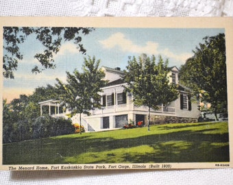 Vintage ILLINOIS Postkarte Menard Home Kaskaskia Park Fort Gage Americana Souvenir Postkarte Tourismus Memorabilia Papier Ephemera PanchosPorch