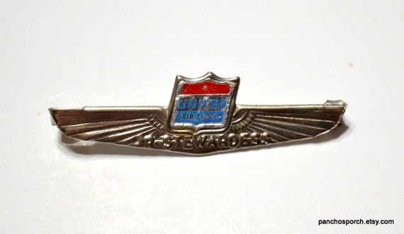 Vintage UNITED AIRLINES Jr Stewardess Wings Pin B… - image 2