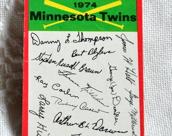 MINNESOTA TWINS Trading Card 1974 Topps Team Checklist MLB Baseball Collectible Vintage Sports Memorabilia PanchosPorch