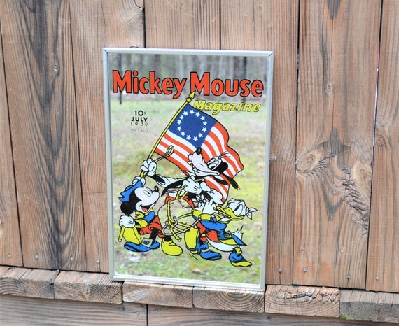 Vintage Disney Mickey Mouse Mirror Patriotic Mickey Goofy Donald