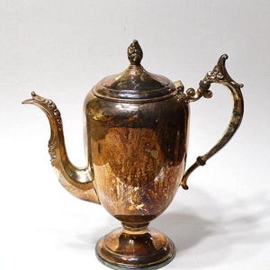 Vintage Silverplate Coffee Pot Tarnished Silver Plate Flower Vase Decorator Piece FB Rogers Silver Co PanchosPorch