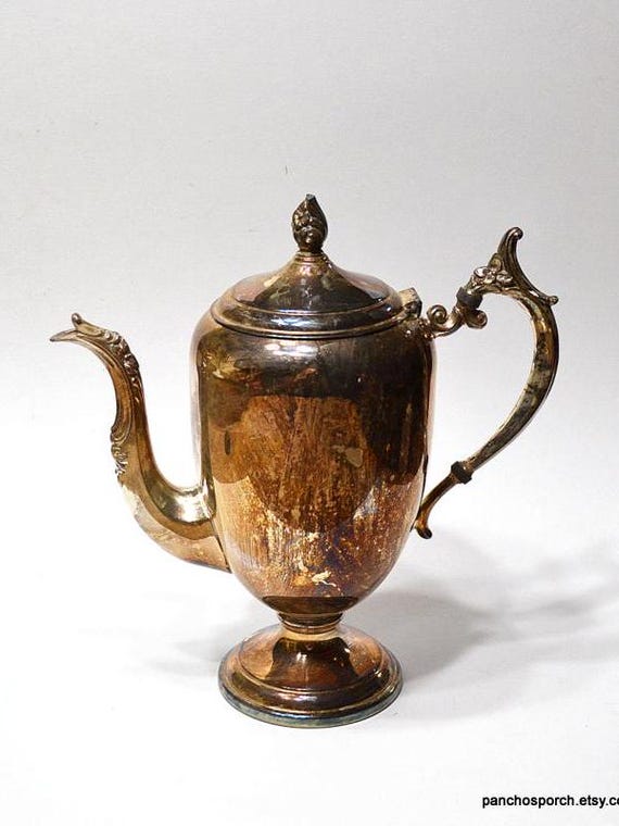 Vintage Silverplate Coffee Pot: Tarnished Flower Vase, FB Rogers Decor
