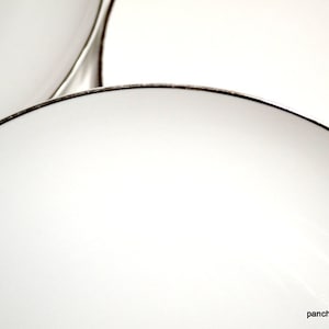 Vintage Harmony House Simone Dinner Plates - White with Silver Rim, Set of 6