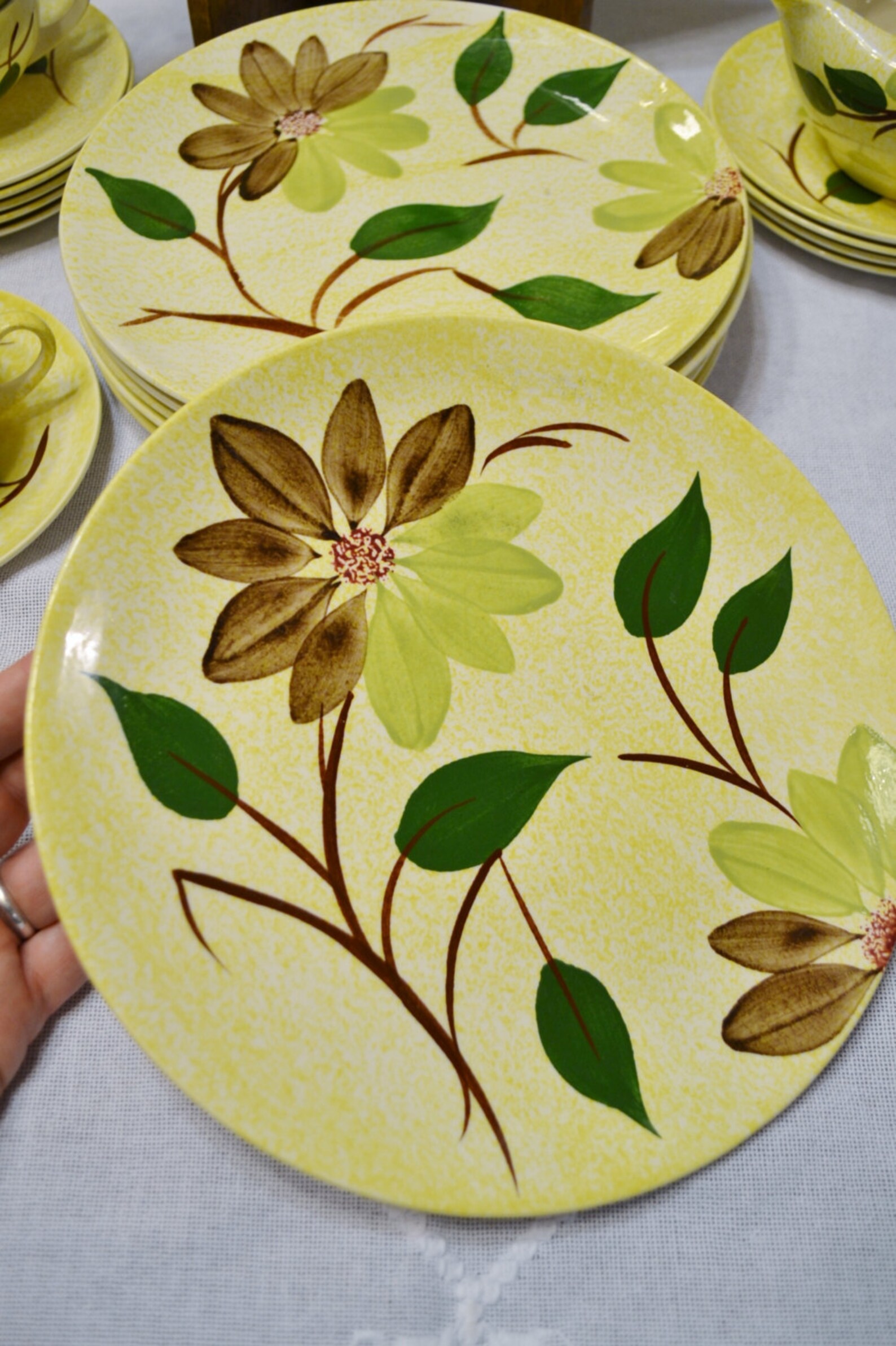 Vintage Blue Ridge Pottery Dinnerware Set 25 Pcs Yellow Green Etsy