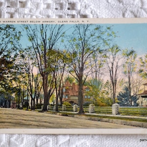 Vintage NEW YORK carte postale Glens Falls Warren Street Below Armory Carte postale souvenir souvenirs papier éphémères PanchosPorch