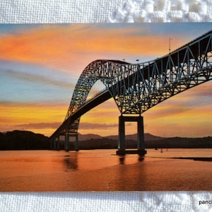 Vintage PANAMA Post Card Thatcher Ferry Bridge Puente de las Americas Souvenir Postcard Memorabilia Paper Ephemera PanchosPorch
