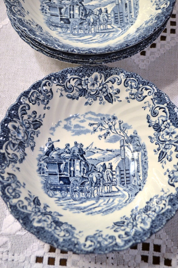 Vintage Johnson Bros Coaching Scenes Gate Keeper Bowl Set of 4 Etsy