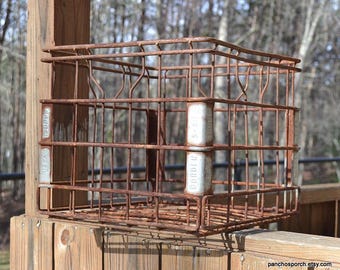 Vintage Wire and Plastic Milk Crate - Clover Leaf Dairy - Etsy