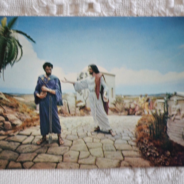 Vintage RELIGIOUS Post Card Christ and Rich Young Ruler Prince of Peace Gettysburg Postcard Memorabilia Paper Ephemera PanchosPorch