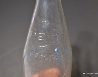 Vintage Pepsi Soda Bottle Clear Glass 10 oz  Pop Bottle Embossed Logo Swirl Bottle Advertising PanchosPorch