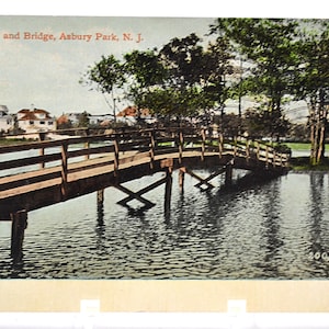 Vintage ASBURY PARK carte postale New Jersey Shore Sunset Lake Bridge 1911 carte postale souvenirs souvenirs papier éphémères PanchosPorch