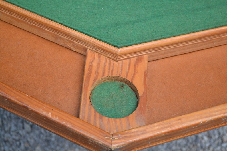 Vintage Folding Poker Table Green Felt Center Retro Game Table Etsy